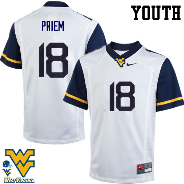 NCAA Youth Nick Priem West Virginia Mountaineers White #18 Nike Stitched Football College Authentic Jersey OL23I26II
